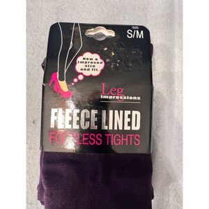 Leg Impressions Fleece Lined Footless‎ Tights Purple S/M